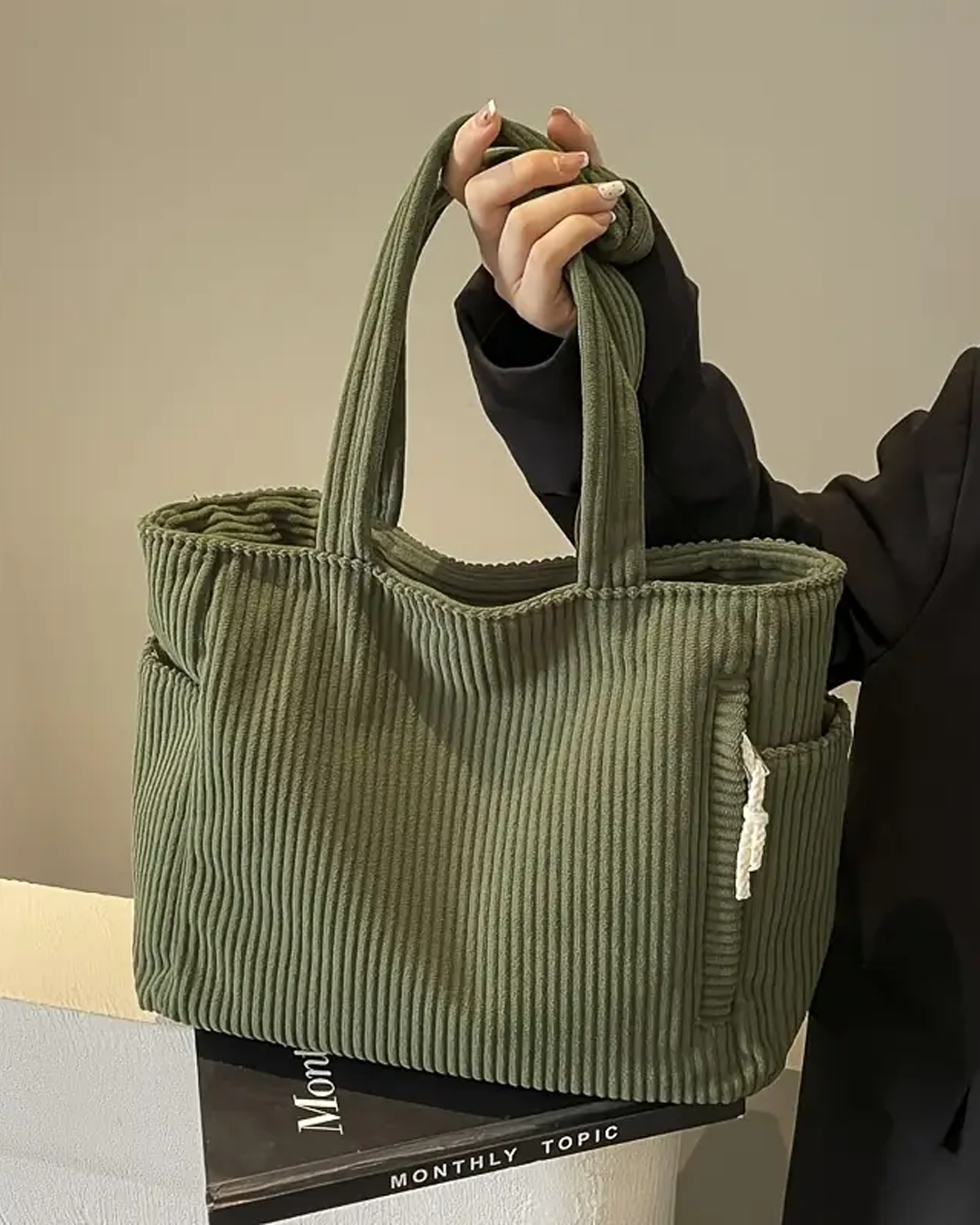 Verrillo - Ribbed tote bag with cord detail