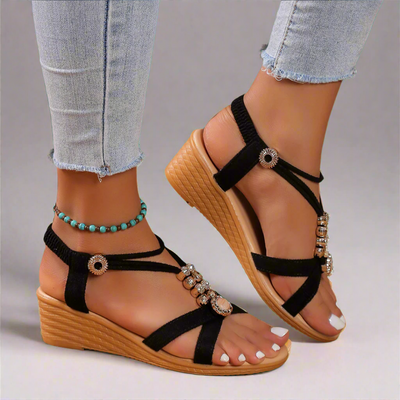 Nelda | Wedge Sandals with Ankle Strap – Stylish and Comfortable