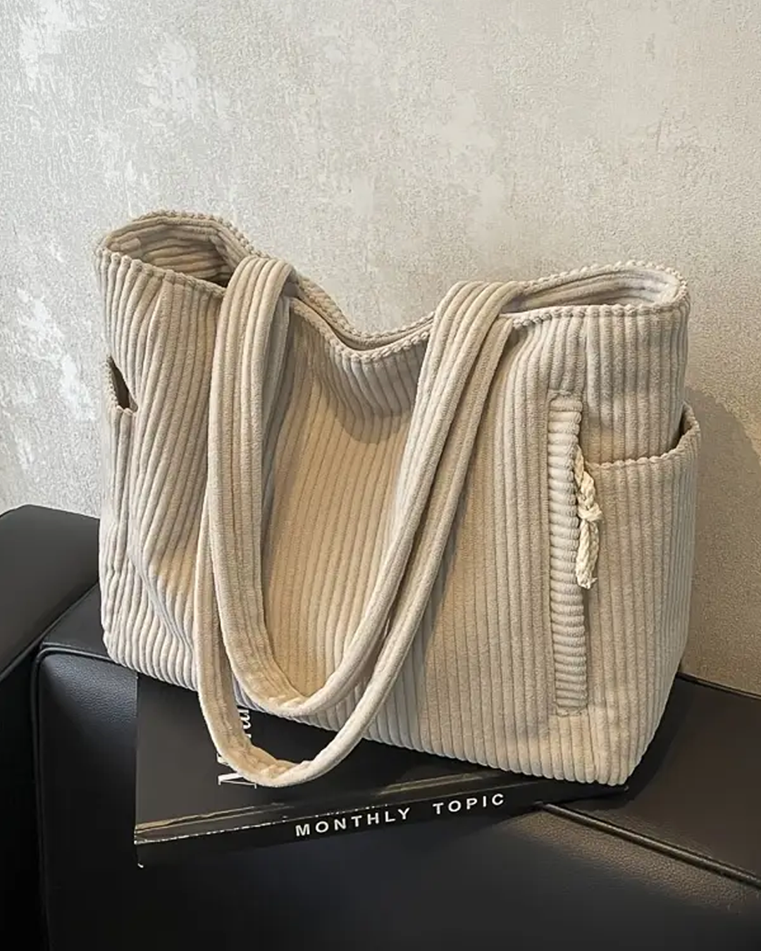 Verrillo - Ribbed tote bag with cord detail