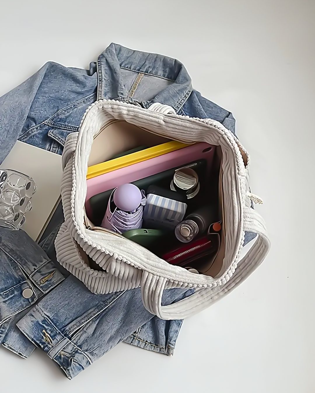 Verrillo - Ribbed tote bag with cord detail