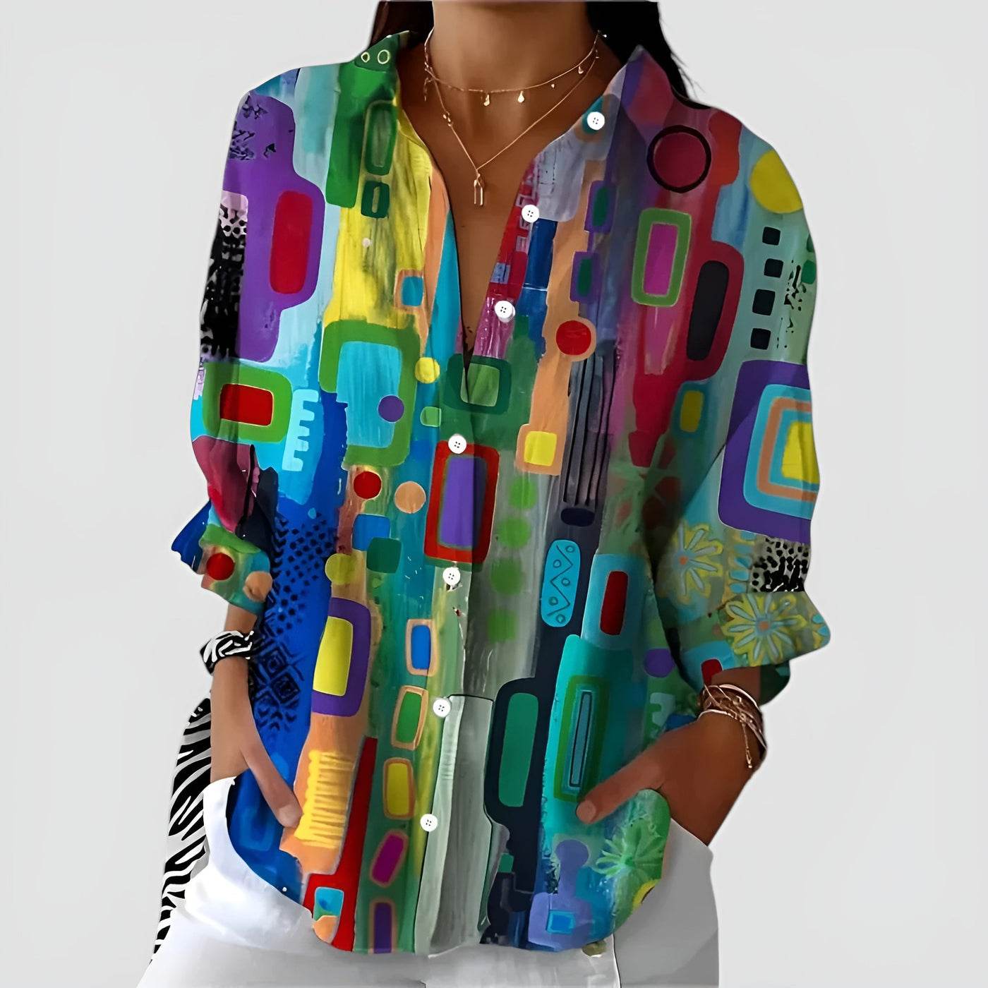 Verrillo™ blouse with geometric pattern